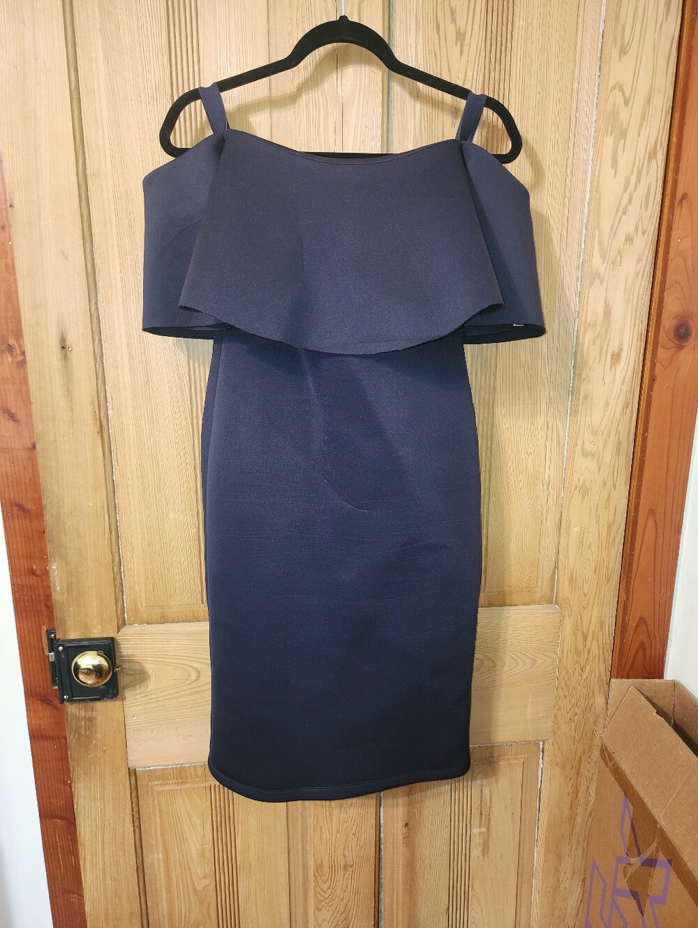 Gianni Bini, Lori Navy Off Shoulder Women's Dress, Size Large - Picture 3 of 8